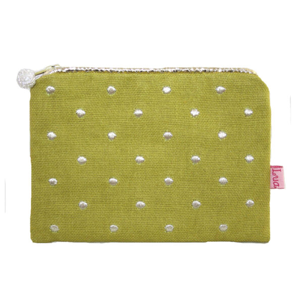 Embroidered Dotty Purse with Metallic Trim with Small Metallic Dots - Citrus