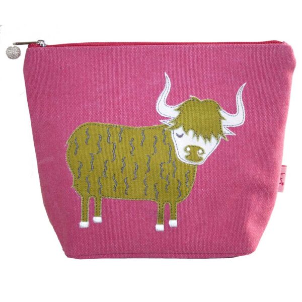 Highland Cow Large Cosmetic - Pink