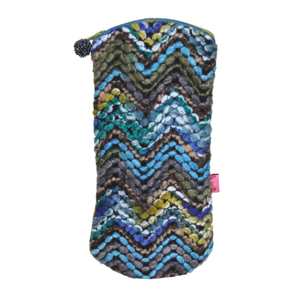 Zipped Glasses Purse - Blue Chevron
