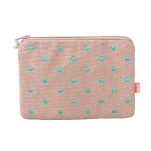 Embroidered Dotty Purse with Small Metallic Dots - Blush Pink