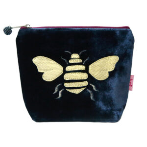 Velvet Gold Bee Cosmetic Purse - Navy
