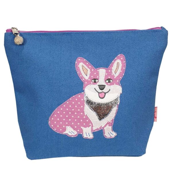 Large Corgi Cosmetic Purse - French Blue