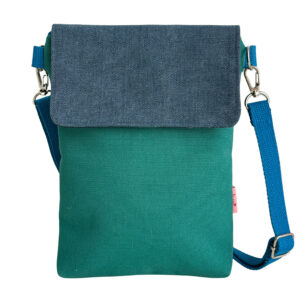 Canvas Cross Body Bag with Flap - Marine green