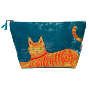 Cat Cosmetic Bag - Teal/ginger