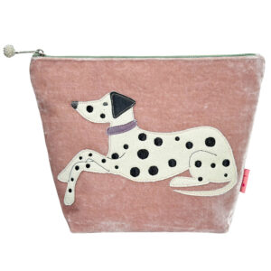 Velvet Dalmatian Cosmetic Bag - Dusky pink