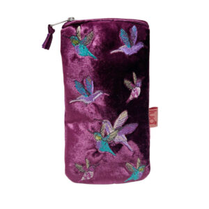 Hummingbird Glasses Purse - Plum