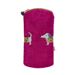 Sausage Dog Glasses Purse - Velvet - Pink
