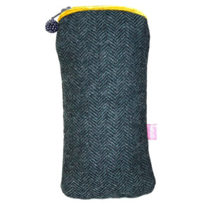 Zipped Glasses Purse - Dark Green Herringbone