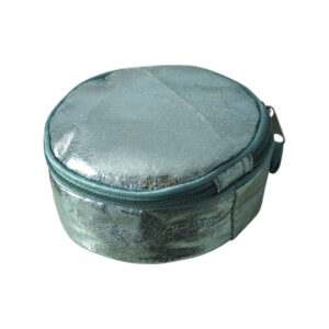 Round Zipped Jewellery Purse - Mint Metallic