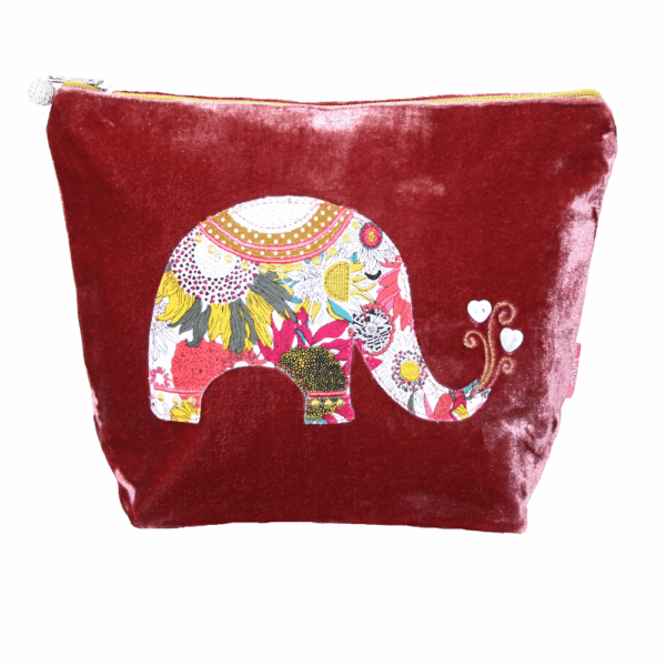 Elephant Cosmetic Purse - Earth Red