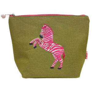 Dancing Zebra Cosmetic Bag - Olive
