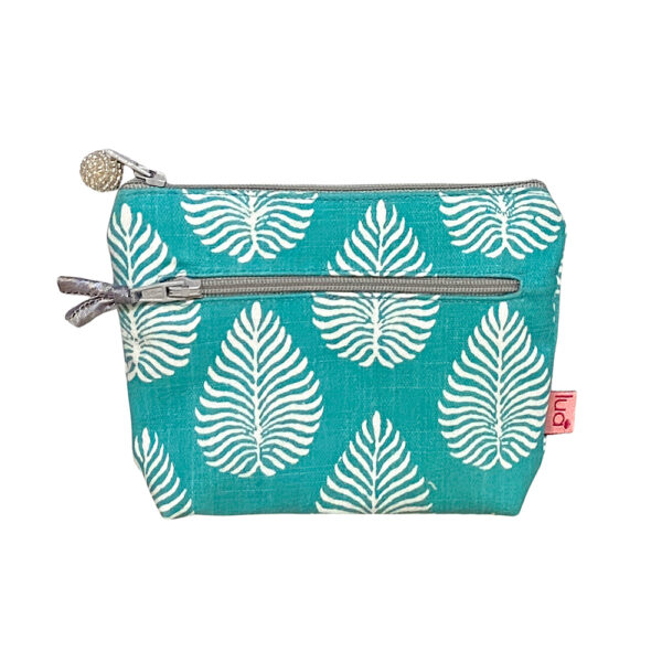 2 Zip Purse - Aqua Leaf