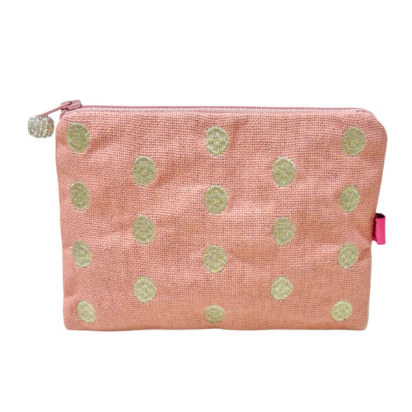 Embroidered Gold Spot Purse - Blush pink