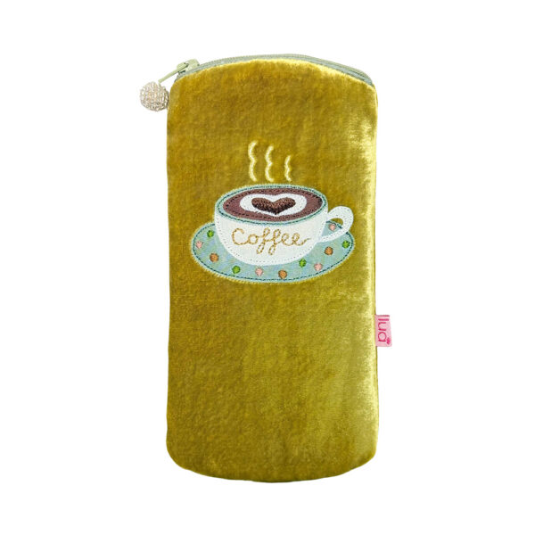 Velvet Coffee Glasses Purse - Mustard