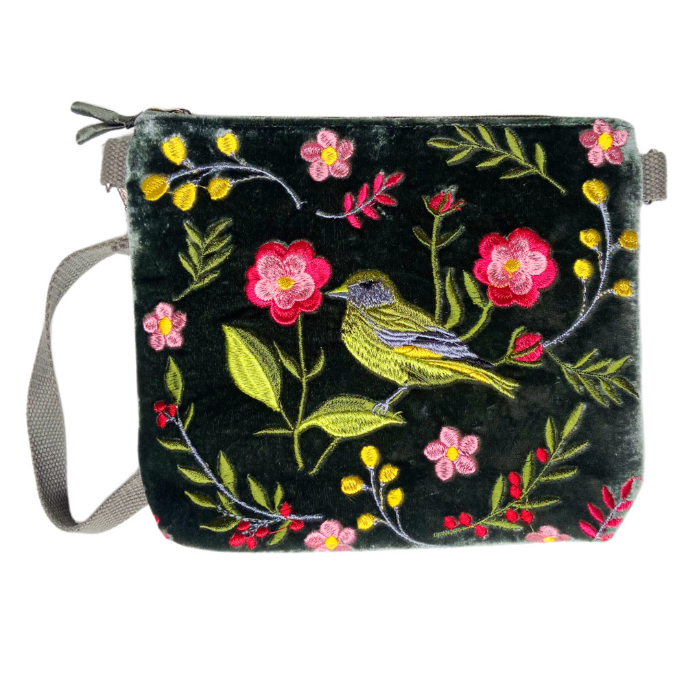 Greenfinch and Flower Cross Body Bag