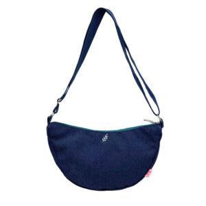 Corduroy Curved Shoulder Bag - Navy