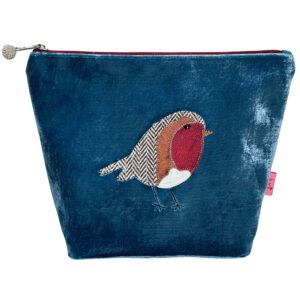 Velvet Robin Large Cosmetic Bag - Teal blue