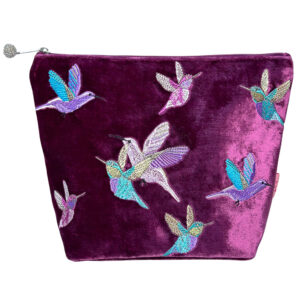 Velvet Hummingbird Large Cosmetic Bag - Plum
