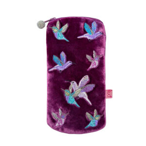 Hummingbird Glasses Purse - Plum