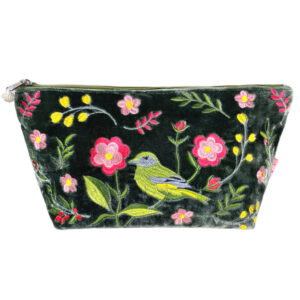 Velvet Greenfinch and Flower - Cosmetic Bag