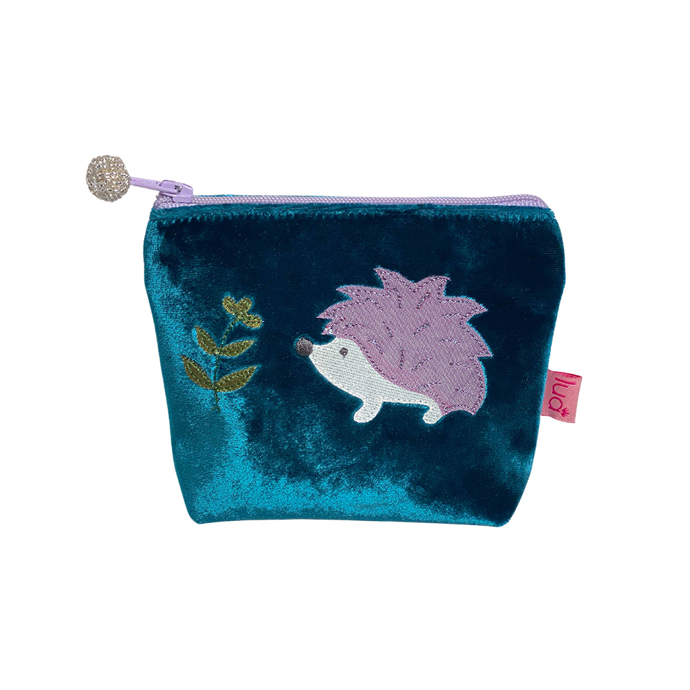 Velvet Hedgehog Mini Purse - Dark Turquoise