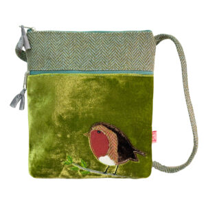 Robin Cross Body Purse -Velvet/Herringbone