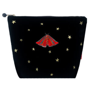 Moth and Stars Large Cosmetic Bag - Black