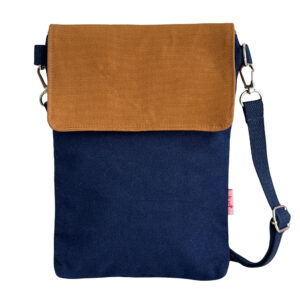 Canvas Cross Body Bag with Flap - Blue