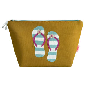 Canvas Flip Flop Cosmetic Purse - Cumin