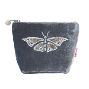 Velvet Butterfly Small Cosmetic Bag - Grey