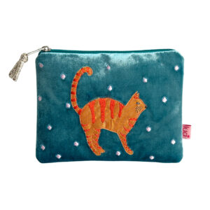 Velvet Ginger Cat Purse - Teal