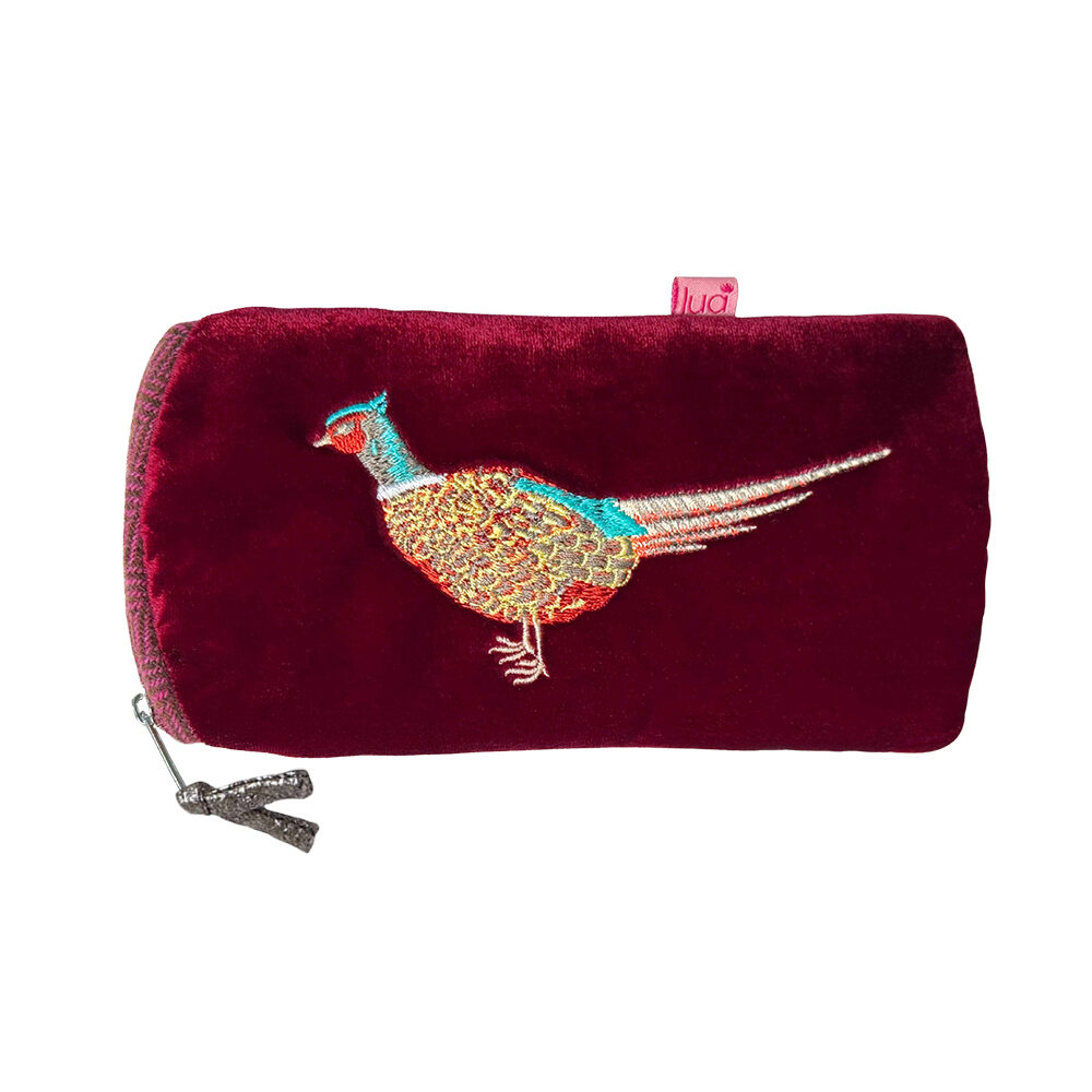 Pheasant Glasses Purse - Dark Red