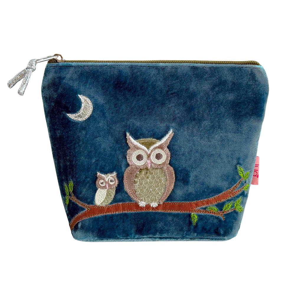 Owl Small Cosmetic Bag - Blue