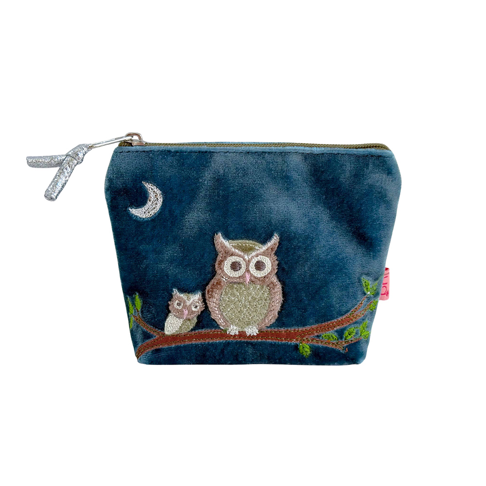 Velvet Owl Mini Purse - Teal blue