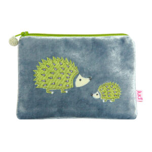 Velvet Hedgehog Purse - Dove grey