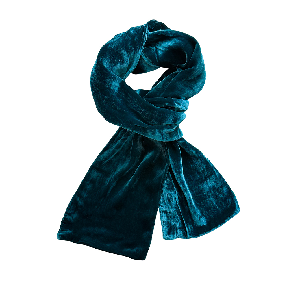 Silk Velvet Scarf - Dark Turquoise