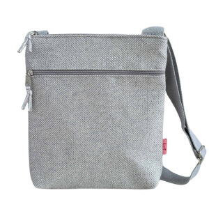 Herringbone Cross Body Bag - Grey sparkle