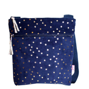 Navy Stars Cross Body Bag - Corduroy