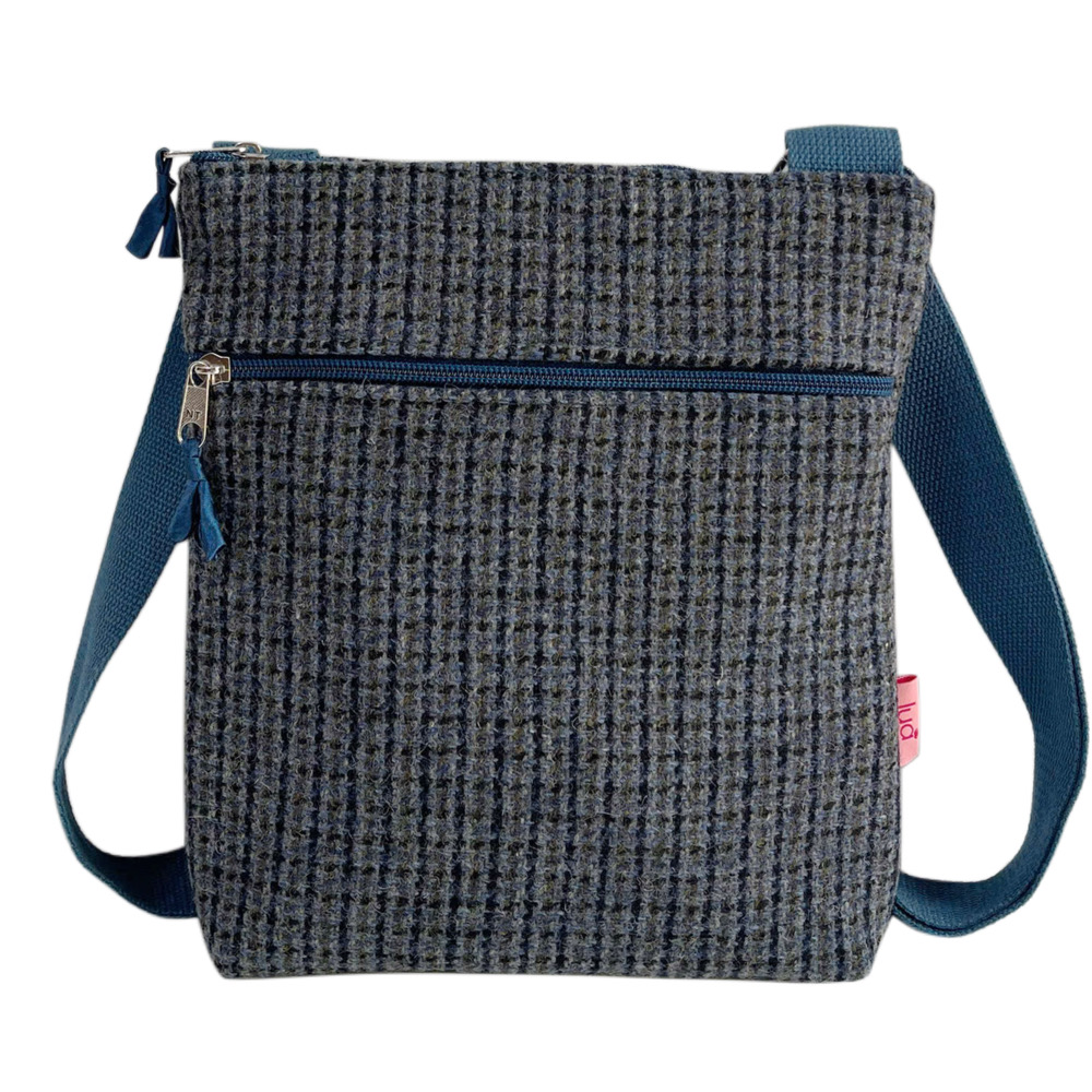 Tweed Cross Body Bag - Petrol Blue